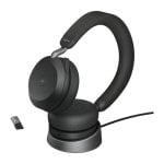 Auriculares Jabra Evolve2 75 kabellos Bluetooth mit Geräuschunterdrückung, Mikrofon, Ladestation, schwarz