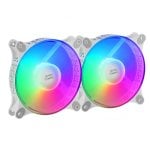 Mars Gaming MFDUO Kit 2 ventole FRGB Rainbow da 120 mm bianche