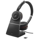 Auricolari Jabra Evolve 75 SE wireless Bluetooth con Cancellazione Attiva Rumore, microfono e base di ricarica, nero