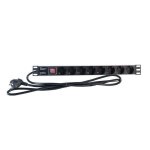 Regleta 2LAN 19" 8 Tomas Schuko Interruptor 2m