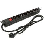 Régua de tomadas Phasak BNS 1518 8 Tomadas Schuko com Proteção e Interruptor Rack 19" 1U