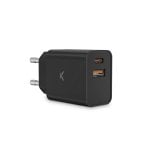 Caricabatterie doppio USB-A/USB-C Ksix da 30 W Nero