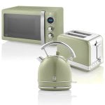 Swan Retro STRP2070GNEU Set Colazione Bollitore Acqua + Tostapane + Microonde 800W Verde