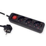 Multiprise Roline 3 prises Schuko avec interrupteur 3M noir
