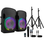 Audibax Party 212 Set 2 Altavoces LED Activo/Pasivo Bluetooth 12" 400W + Soportes + Cables + Micrófono Audibax Party 212 Set 2 Altavoces LED Activo/Pasivo Bluetooth 12" 400W + Soportes + Cables + Micrófono