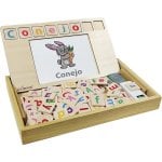 Lexibook Bio Toys Gioco bilingue in legno per la scuola di parole inglese/spagnolo