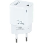 Chargeur mural TooQ TQWC-GANPD30WT USB-C 30W GaN blanc compact
