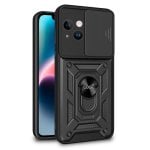 Étui rigide noir cool avec anneau pour iPhone 14 Plus