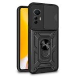 Étui rigide noir cool avec anneau pour Xiaomi 12 Lite