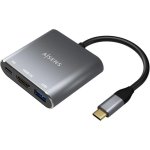 Aisens USB-C 3-in-1 Adapter zu HDMI 4K/USB 3.0/USB-C 15cm Grau