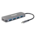 USB-Hub D-Link DUB-2340 USB-C 4xUSB 3.0 PD 60W Grau Aluminium