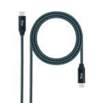 Cavo Nanocable USB 3.2 Gen2x2 20Gbps 5A/100W 4K/60Hz USB-C maschio/maschio 50 cm verde acqua/nero