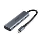 Hub USB-C 4 portas 10Gbps Alumínio Cinzento Compacto La Casa de las Carcasas
