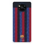 Funda Para Xiaomi Poco X3 Del Fc Barcelona Fondo Rayas Verticales  - Licencia Oficial Fc Barcelona