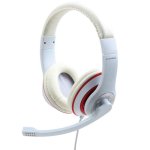 Gembird MHS-03-WTRD Headset Estéreo com Microfone Branco com Aro Vermelho