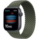 Promate Fusion-44L Bracelet à boucle solo tressé vert moyen pour Apple Watch 42/44 mm