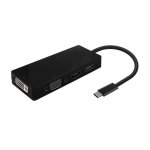 Aisens A109-0679 USB-C Adapter 4-in-1 DP/DVI/HDMI/VGA 15cm Schwarz