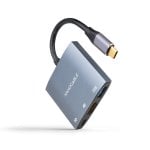 Convertitore Nanocable USB Type-C a HDMI 4K Femmina/USB Femmina/USB Type-C 15 cm Grigio