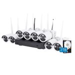 Nivian Kit Cámaras de Vigilancia WiFi 2K con Grabador 10CH y 8 Cámaras Exterior Impermeables + 2TB