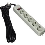 Régua de tomadas Gembird SPG3-B-15C 5 Schuko Proteção contra Sobretensão Interruptor 4.5 m