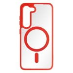 Avizar Magsafe Coque pour Galaxy S23 Dos Rigide Silicone Contour Rouge