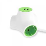 Prise modulaire Ksix Molecule 3x prises de courant + 2x USB-A 1,4m vert