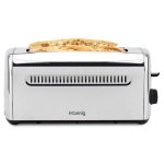 Vintage-Toaster HKoenig TOAS32 2 breite Langschlitze 1500 W 7 Bräunungsstufen Auftauen Aufwärmen Schwarz/Edelstahl