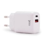 Fantastico caricabatterie di rete universale Caricabatterie rapido PD Dual USB-C/USB 20W Bianco