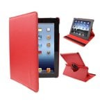 Étui rotatif en similicuir avec fonction support rouge pour iPad 2/iPad 3/4