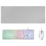 Mars Gaming MCPX Combo Gaming tastiera francese + mouse + tappetino per mouse bianco XXL