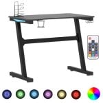 Bureau de jeu LED Vidaxl avec pieds en forme de Z noir 90x60x75 Cm