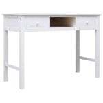 Vidaxl bureau en bois de Paulownia massif blanc 108x45x76 Cm