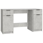 Bureau Vidaxl avec armoire latérale contreplaqué gris béton