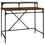 Vidaxl bureau en fer et contreplaqué chêne fumé 100x50x90 Cm