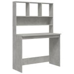 Vidaxl Bureau étagère en contreplaqué gris béton 102x45x148cm