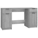 Bureau Vidaxl avec armoire latérale contreplaqué Sonoma gris