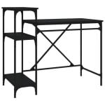 Mesa Vidaxl com prateleiras contraplacado preto 105x50x90 cm