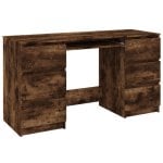 Vidaxl Bureau Contreplaqué Chêne Fumé 140x50x77 Cm