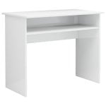 Vidaxl bureau en contreplaqué blanc brillant 90x50x74 Cm