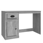 Vidaxl Bureau et Tiroir Contreplaqué Gris Sonoma 115x50x75cm