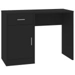 Bureau Vidaxl avec tiroir et armoire en bois noir 100x40x73 Cm