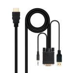 Nanocable HDMI-zu-VGA+Audio+USB-Konverterkabel 1,8 m Schwarz Nanocable HDMI-zu-VGA+Audio+USB-Konverterkabel 1,8 m Schwarz