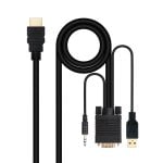 Nanocable 10.15.4350 cavo e adattatore video 1,8 m HDMI tipo A (Standard) VGA (D-Sub) + 3.5mm + USB Type-A