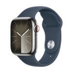 Apple Watch Series 9 GPS + Cellular 45mm Retina OLED Silber Blau S/M 4G NFC IP6X SpO2 Puls Oxymeter Schlaftracking