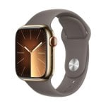 Apple Watch Series 9 GPS + Cellular 45mm Retina OLED Gold Edelstahl Braun S/M IP6X SpO2 Herzfrequenz Schlaf NFC