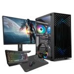 PC da gioco da corsa AMD Ryzen 5 3600/16 GB/1 TB SSD/RX 6600 + monitor Full HD da 27" + combo da gioco