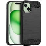 Capa de carbono preta legal para iPhone 15 Plus