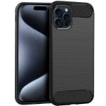 Capa de carbono preta legal para iPhone 15 Pro