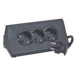 Multiprise Legrand avec support tablette 3x Schuko + 2x USB 1,5m Noir