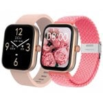 DCU Los Angeles Smartwatch Ouro Rosa com 2 Braceles de 20mm Silicone Bege + Naylon Rosa Soft